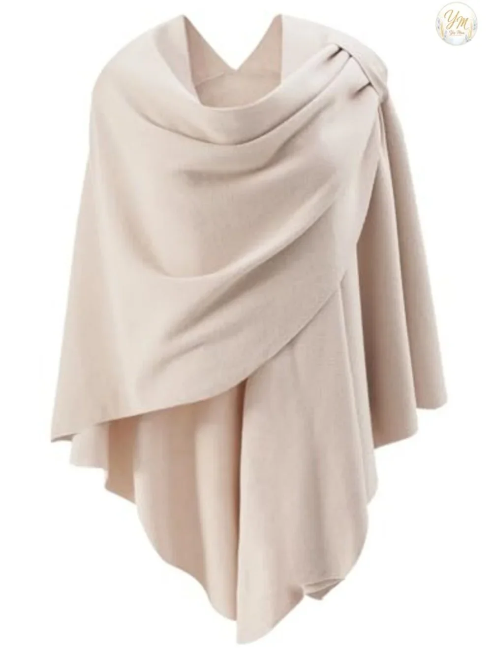 Elegant Cross Front Poncho Shawl Wrap Double Knit Stretchy Formal Cape